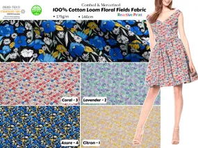 100% Cotton Loom Line Floral Fields Fabric - 108