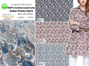 100% Cotton Loom Line  Italian Paisley Fabric - 139