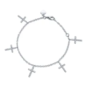 14 Karat Diamond Multi Cross Bracelet 6" or 7"