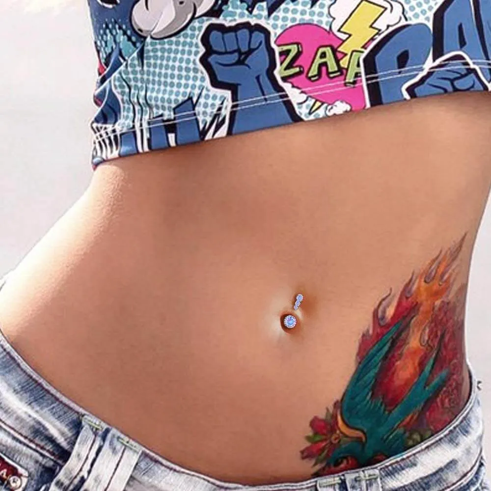 14G 8-14mm Four Round CZ Top and Bottom Cute Belly Button Rings