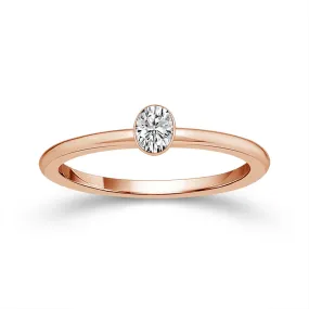 14K Rose Gold Bezel Set Oval Diamond Ring