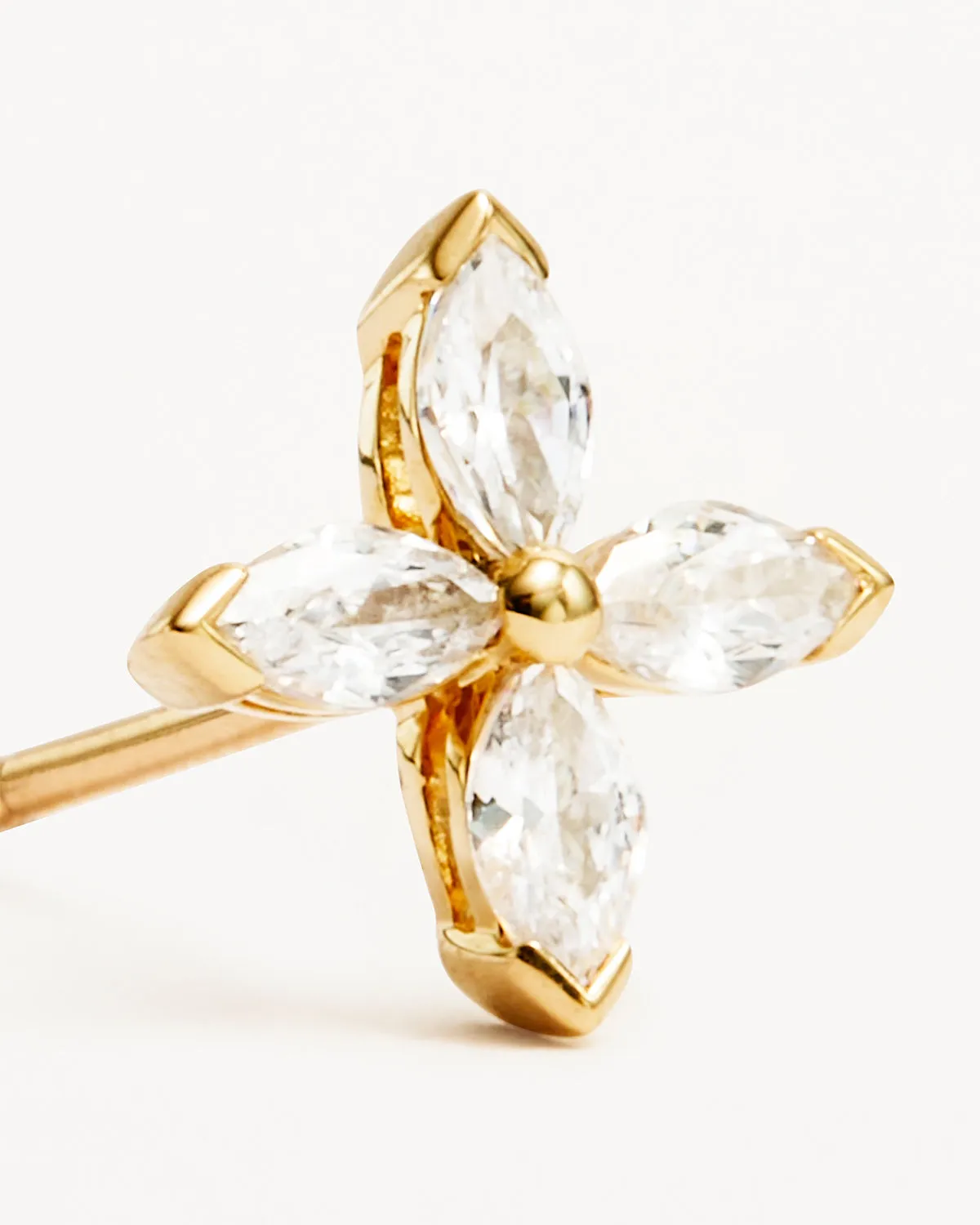 14k Solid Gold Blossom Lab-Grown Diamond Stud Earring