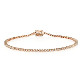 18ct Rose Gold Rub Over Diamond Set Fine Line Bracelet