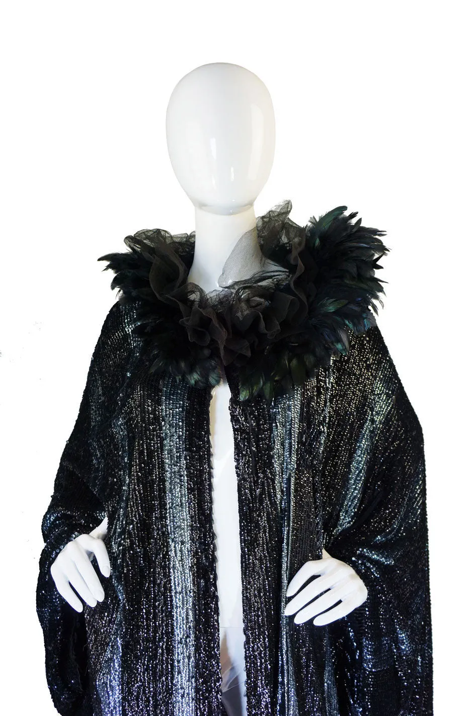 1920s Feather & Sequin Cocoon Cape