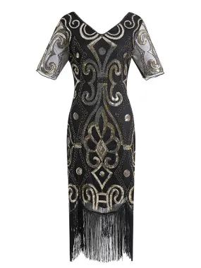 1920s Sequin Fringed Gatsby Dress