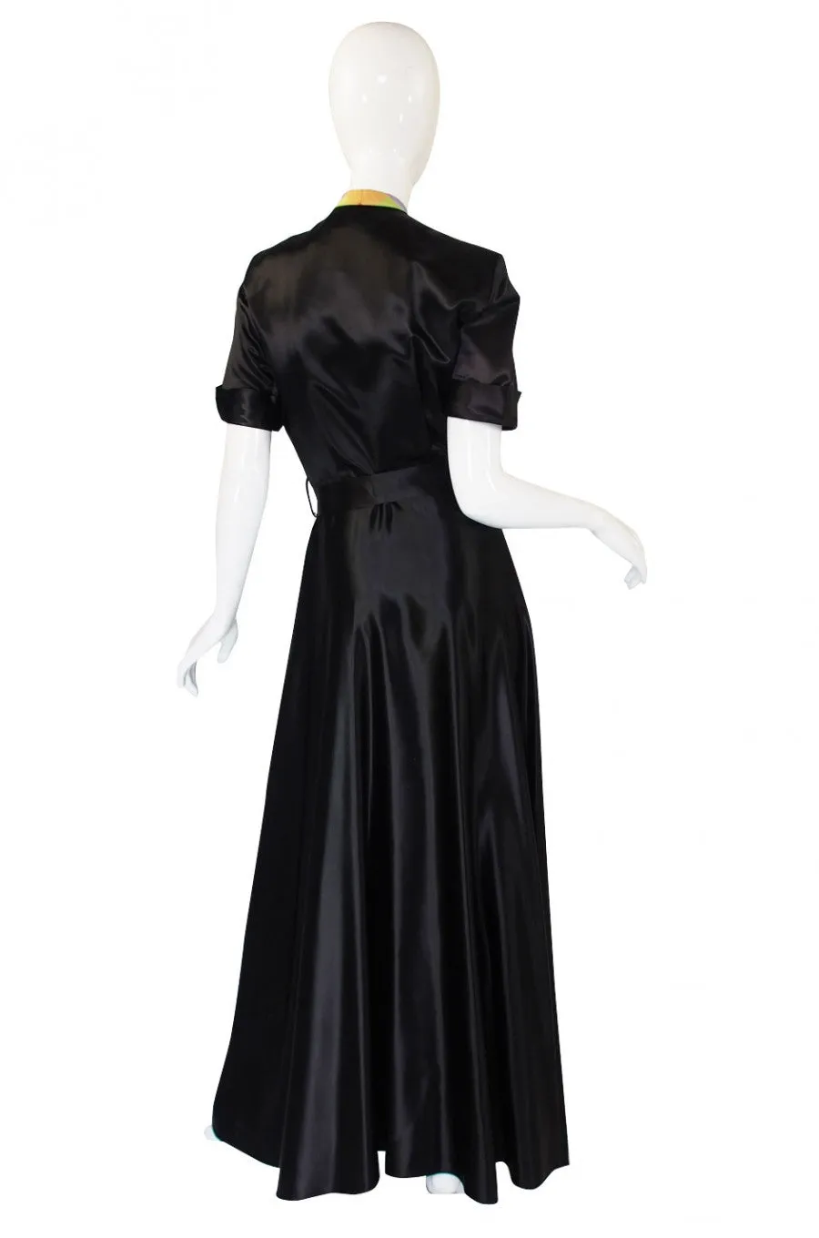 1940s Slipper Satin & Taffeta Plaid Gown