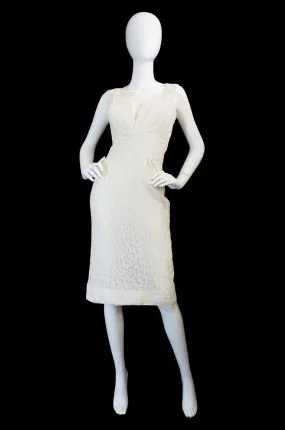 1950s White Lace Vixen Wiggle Dress