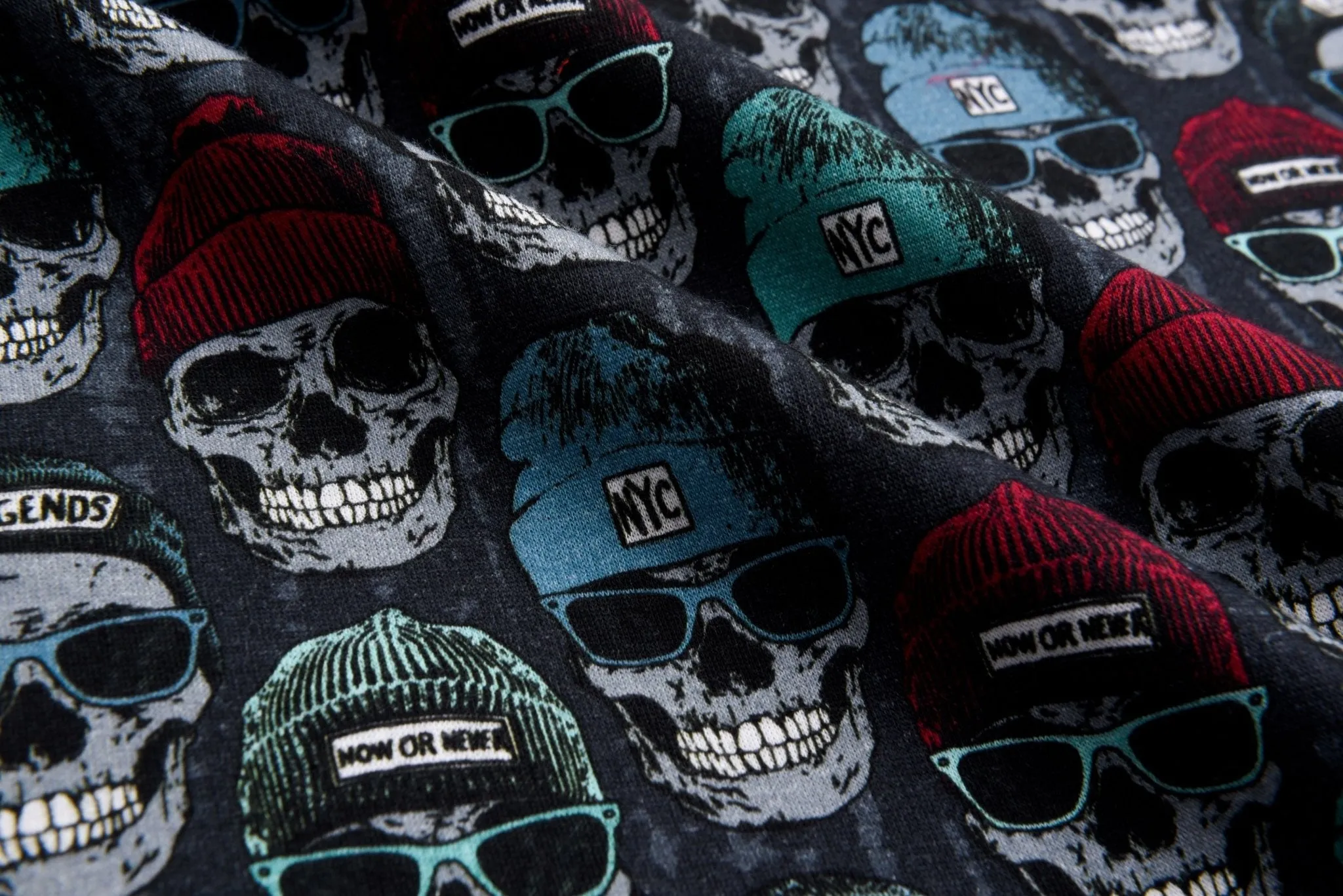 Alpine Fleece Cool Skull Print Fabric- 5008