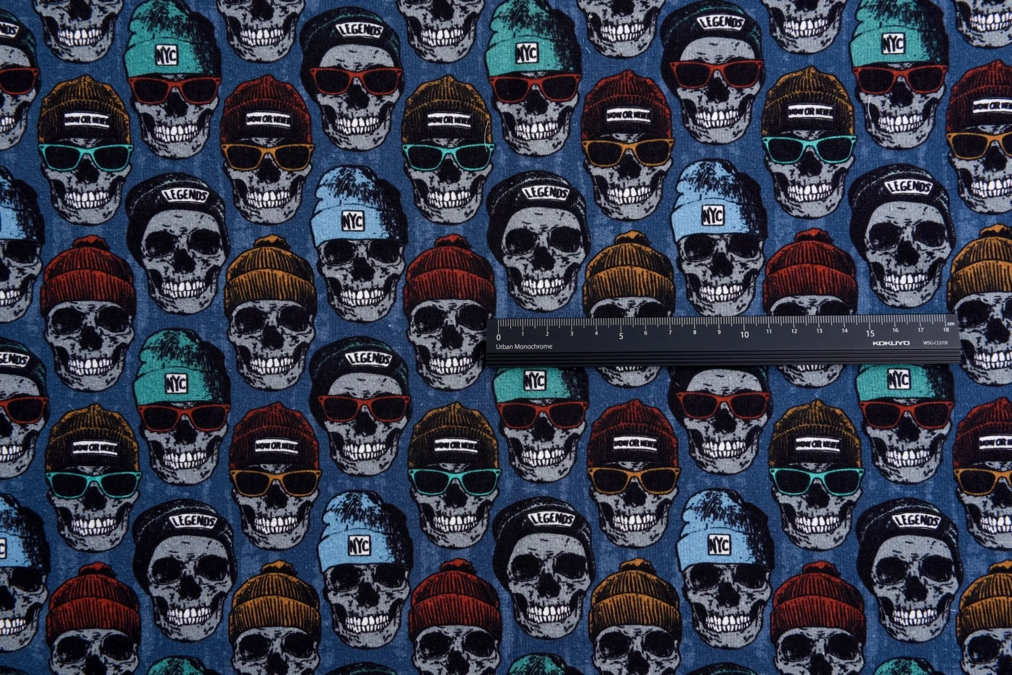 Alpine Fleece Cool Skull Print Fabric- 5008