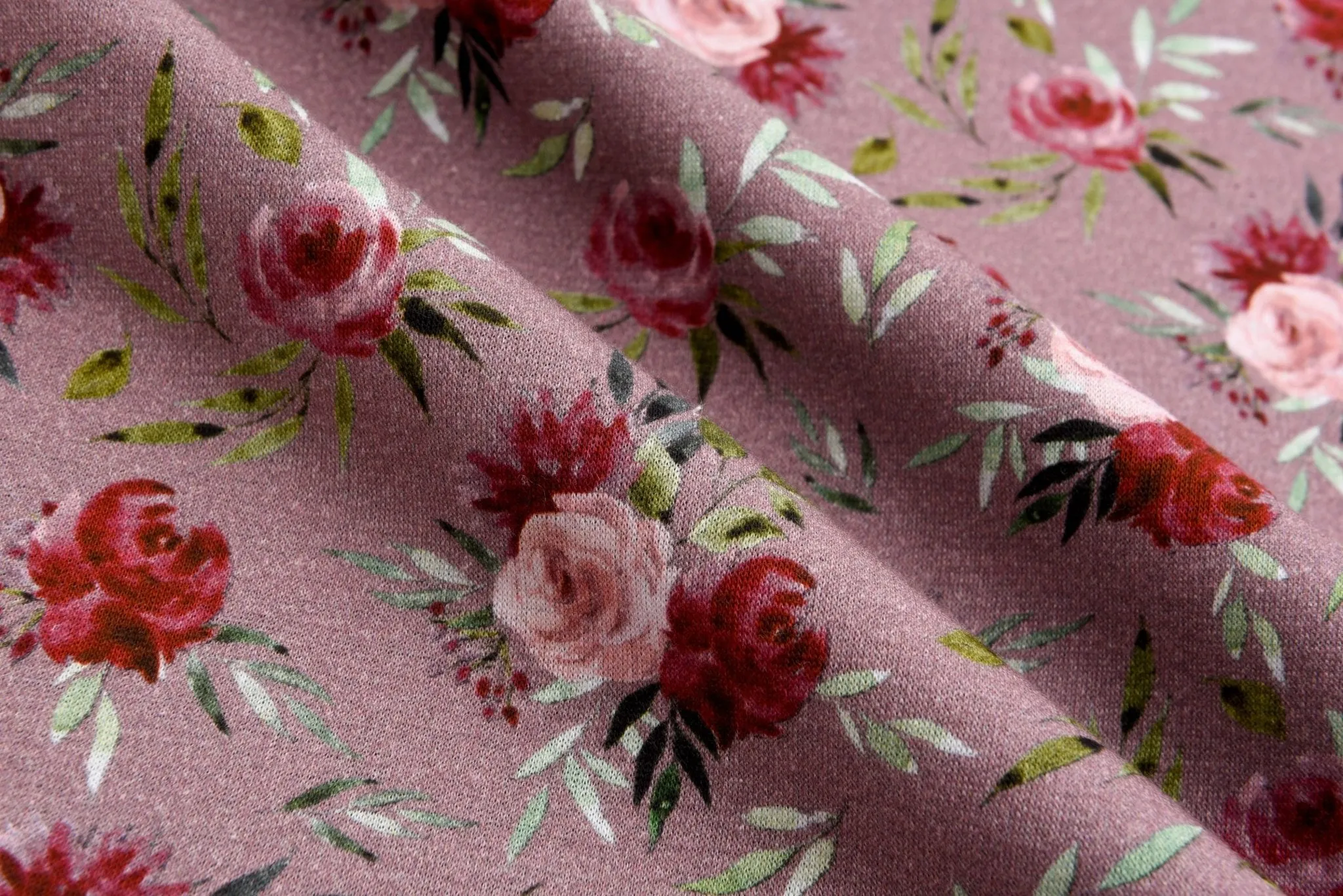 Alpine Fleece Roses Print Fabric- 5003