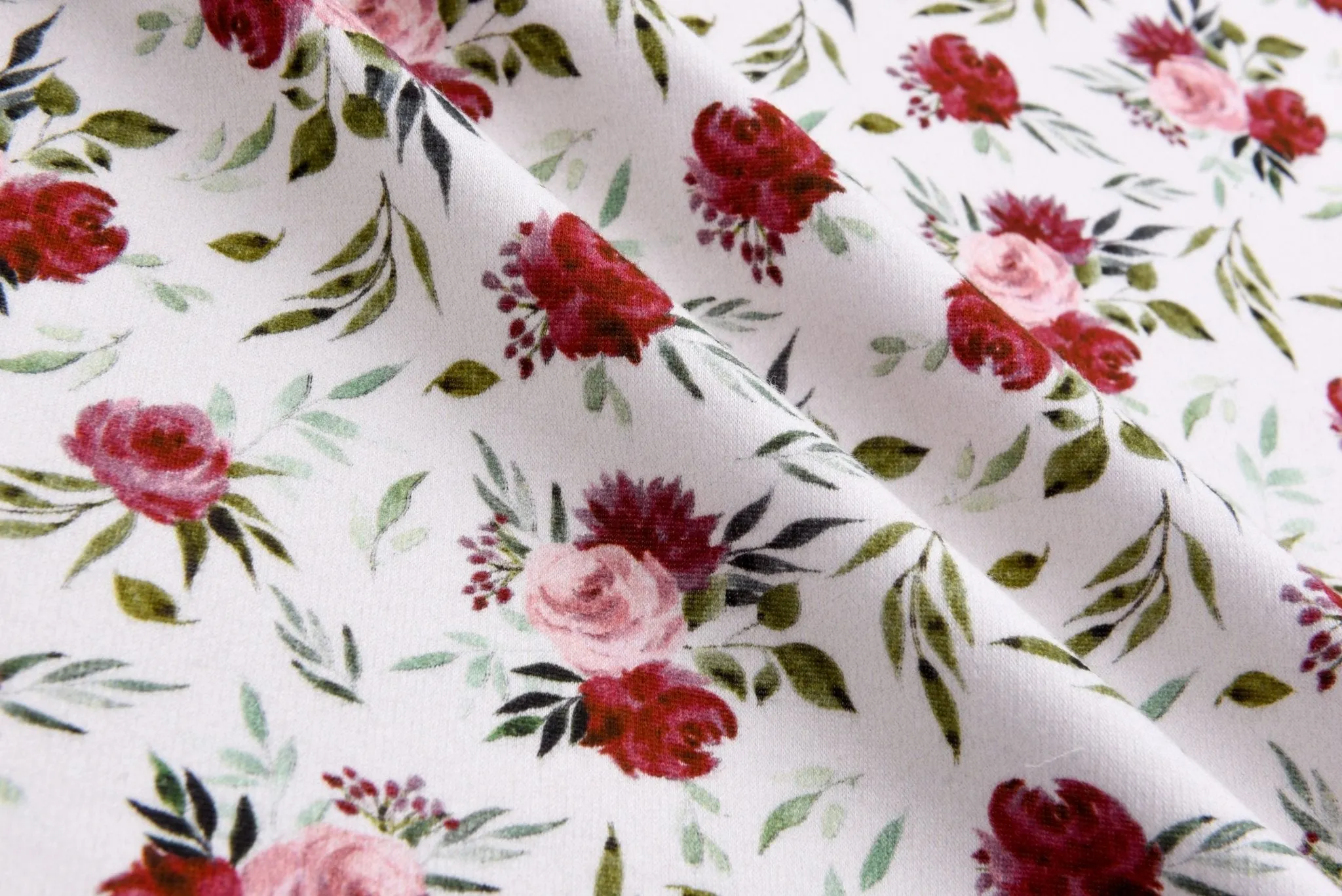 Alpine Fleece Roses Print Fabric- 5003