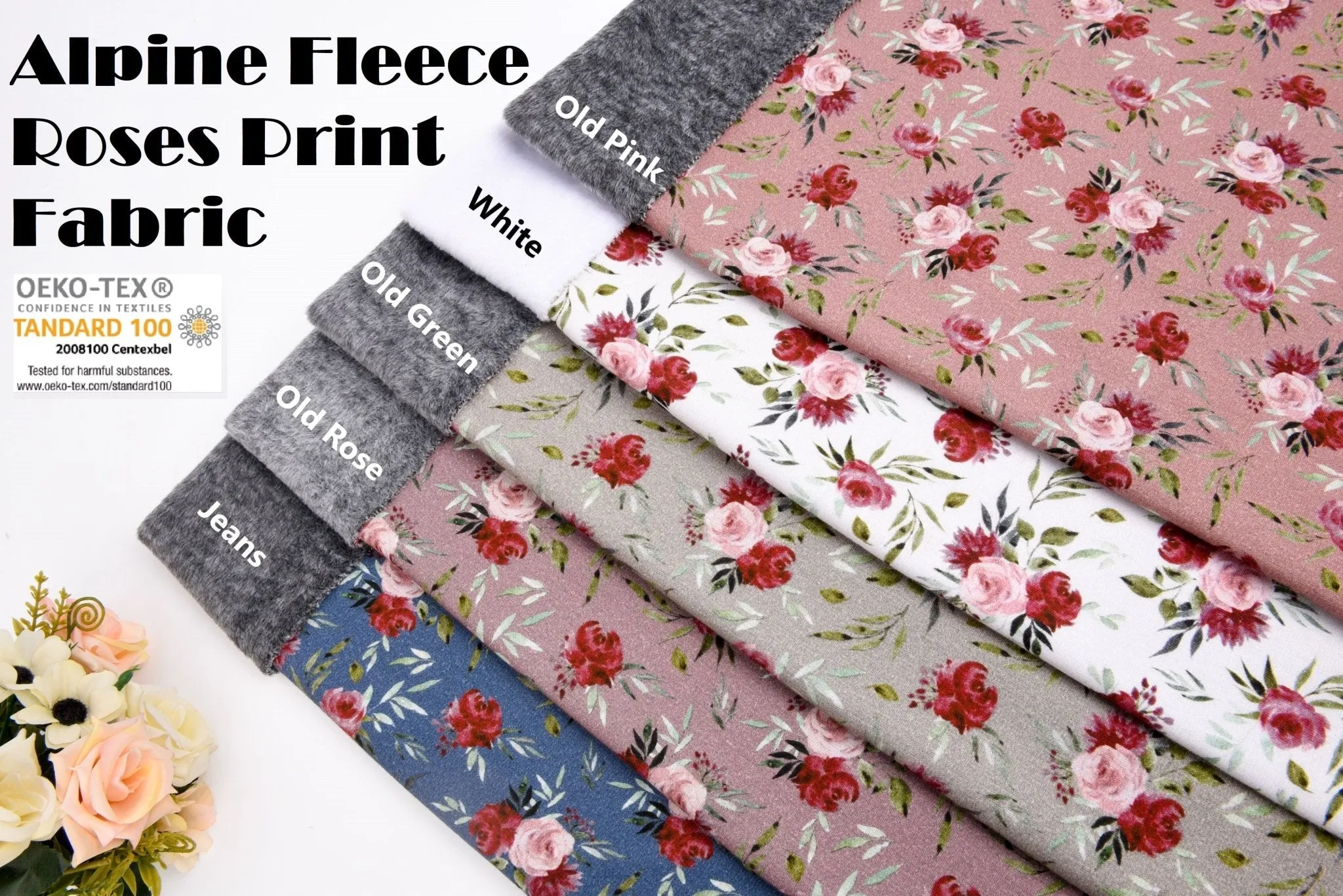 Alpine Fleece Roses Print Fabric- 5003