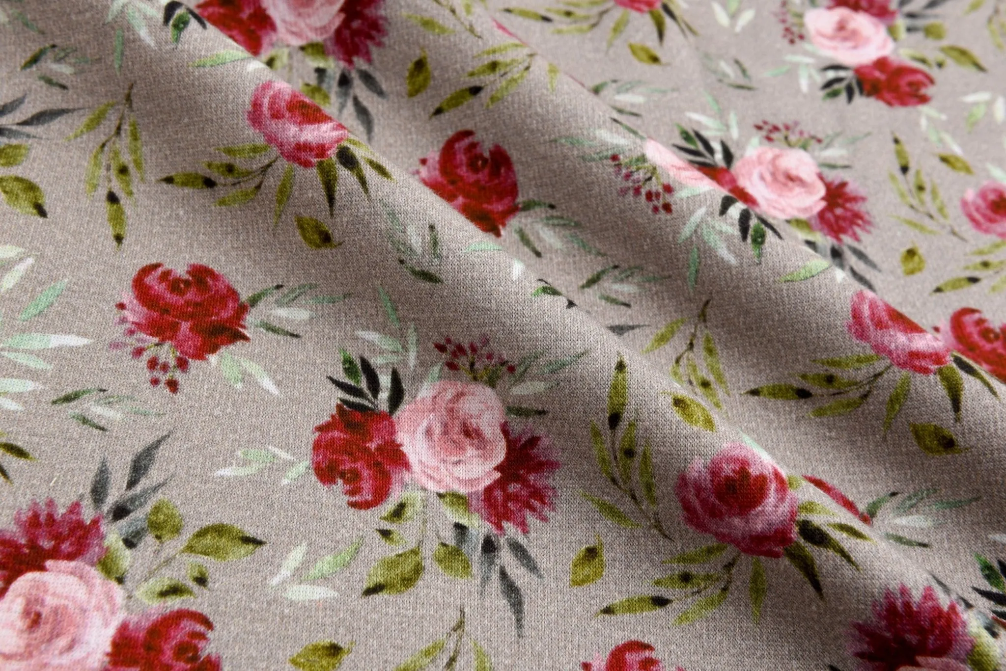 Alpine Fleece Roses Print Fabric- 5003