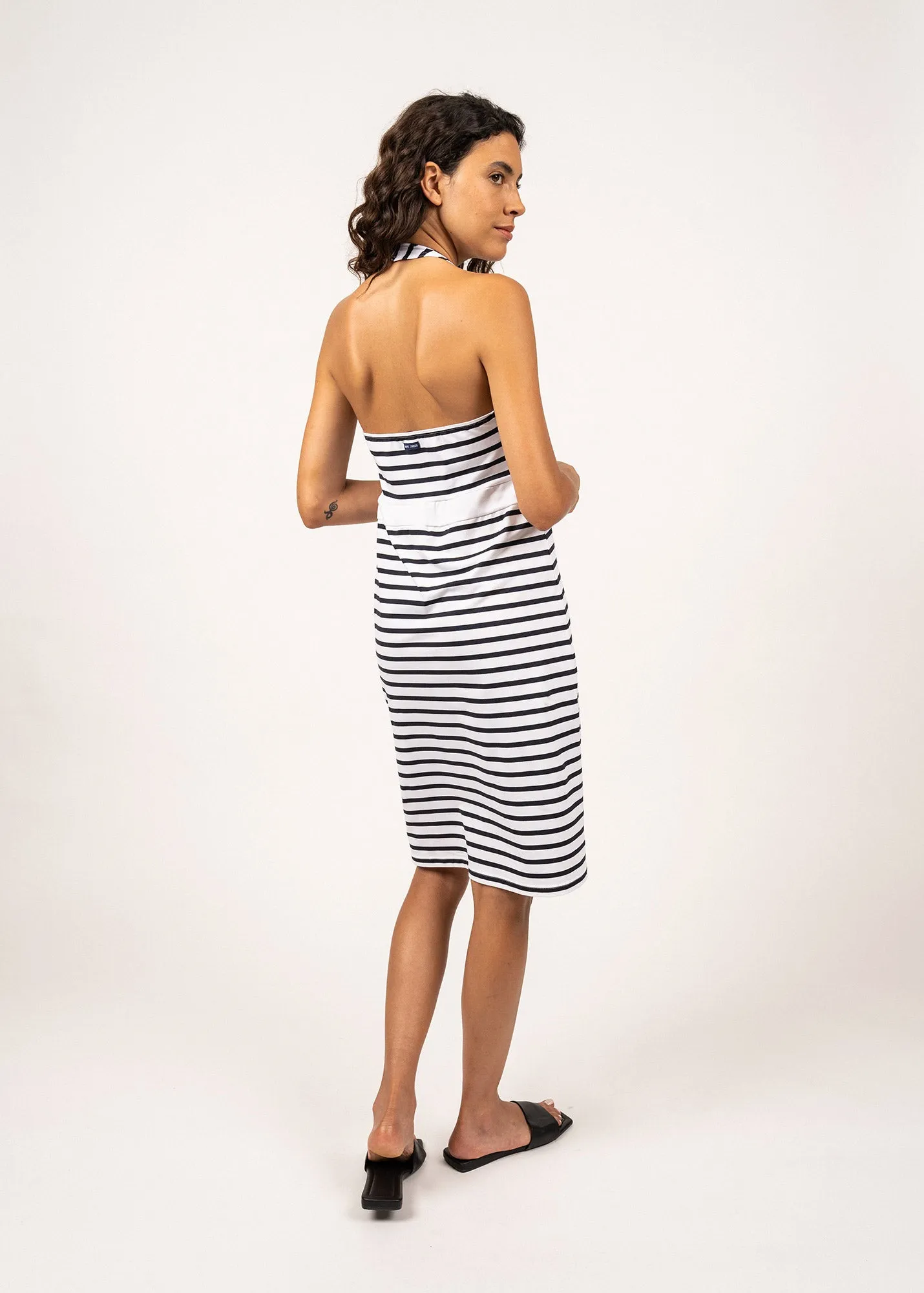 ANTIBES - Backless Breton Striped Dress by Romain Brifault (WHITE / NAVY)