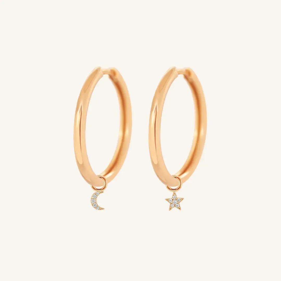 Astro Star Moon Plain Hoops