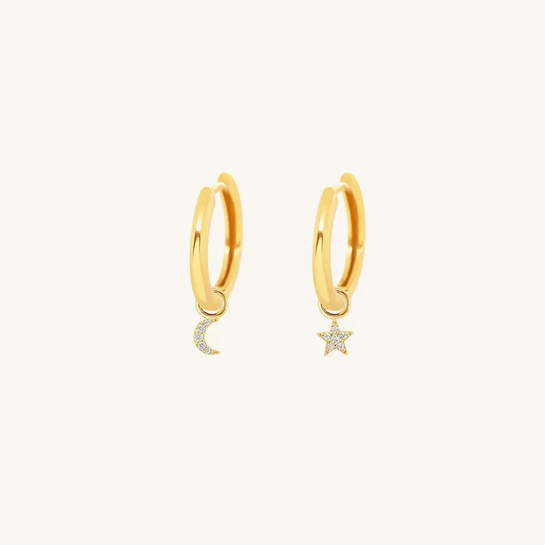 Astro Star Moon Plain Hoops