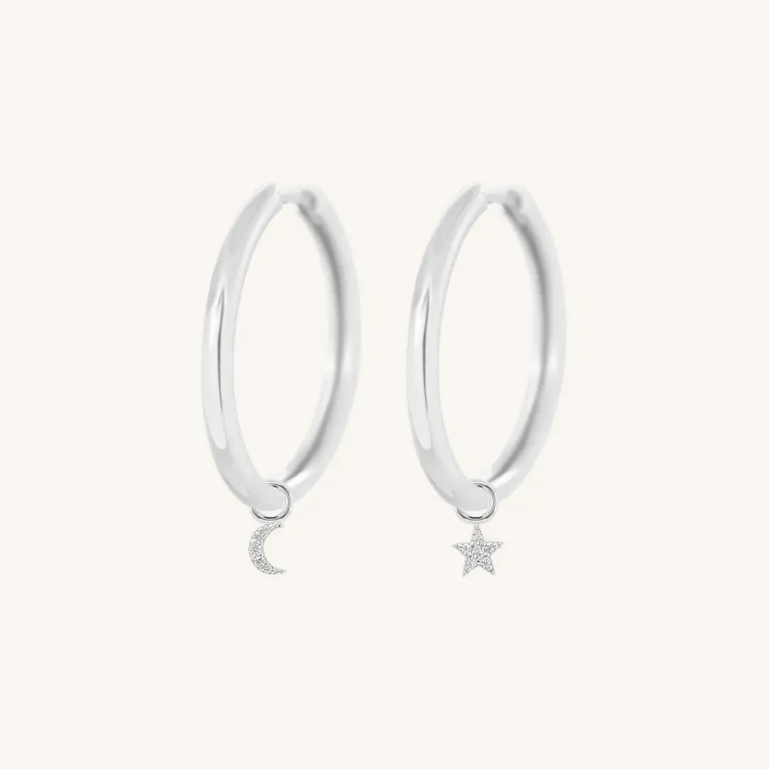 Astro Star Moon Plain Hoops