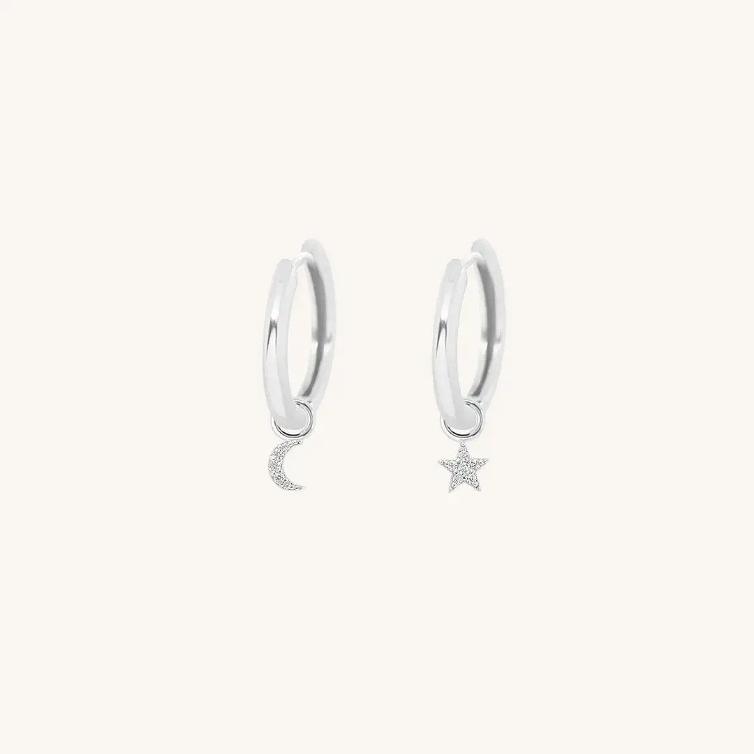 Astro Star Moon Plain Hoops