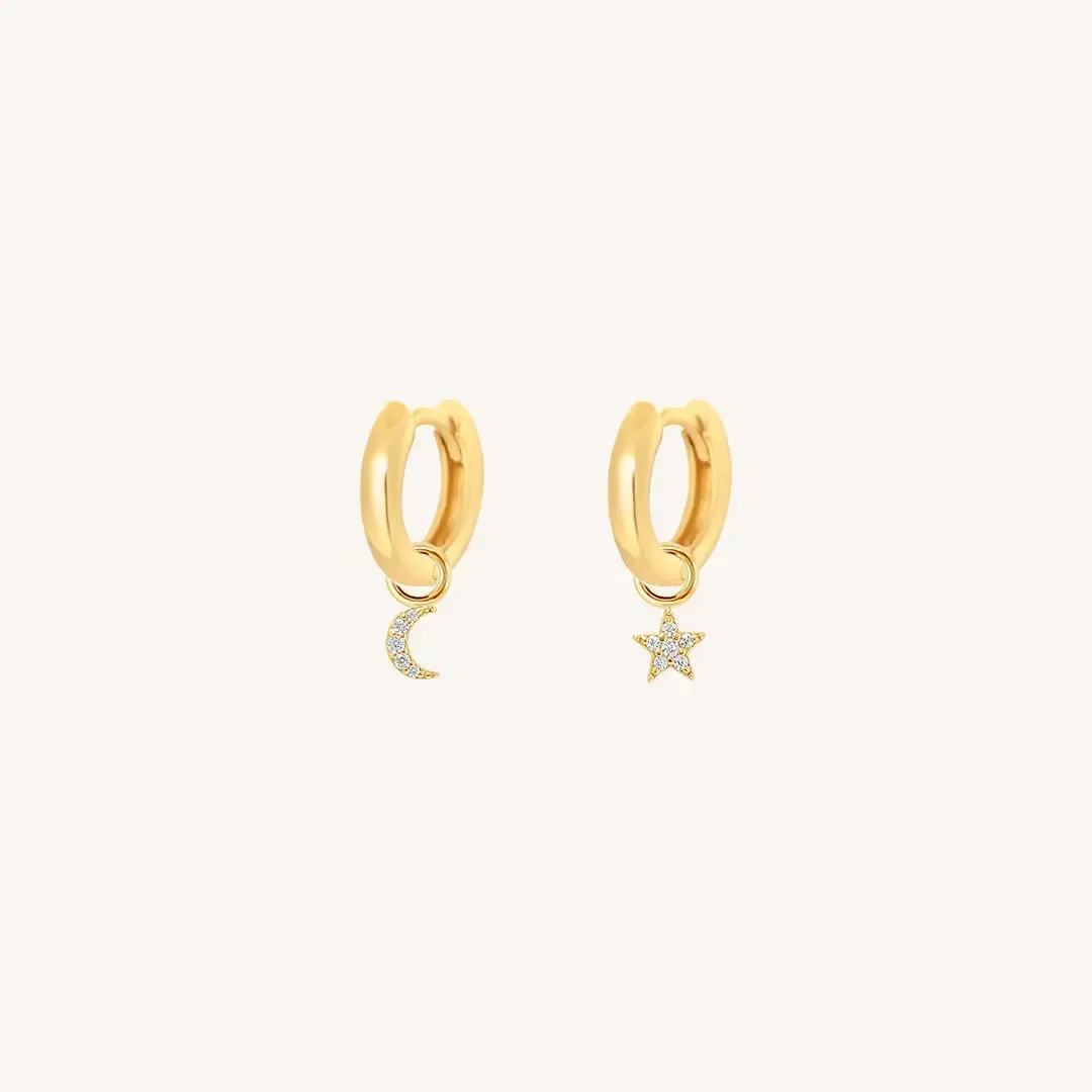 Astro Star Moon Plain Hoops