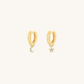 Astro Star Moon Plain Hoops