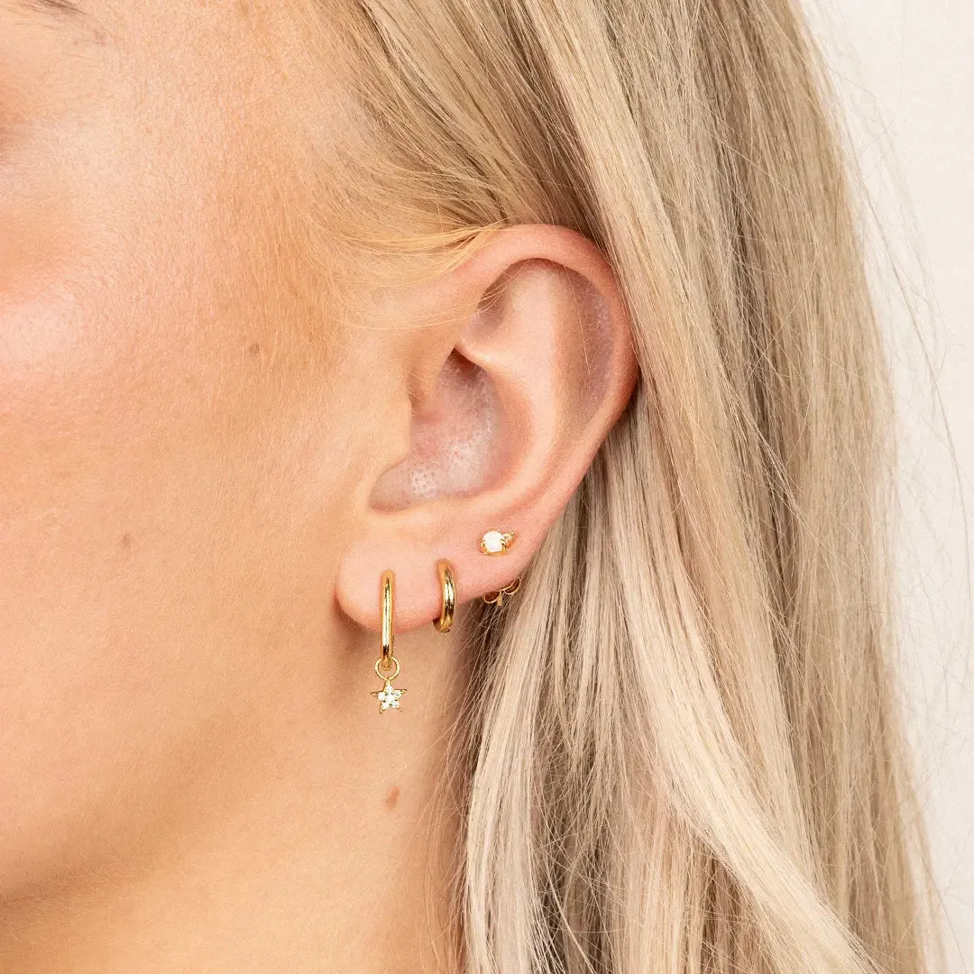 Astro Star Moon Plain Hoops