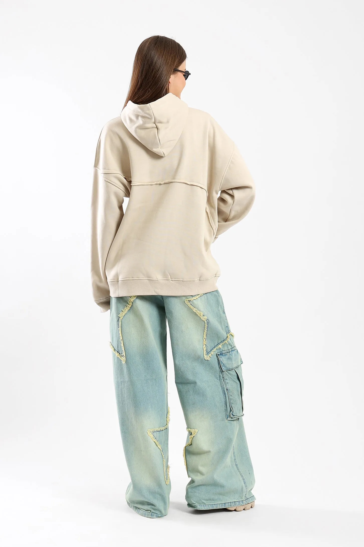 ASYMMETRICAL HOODIE - BEIGE