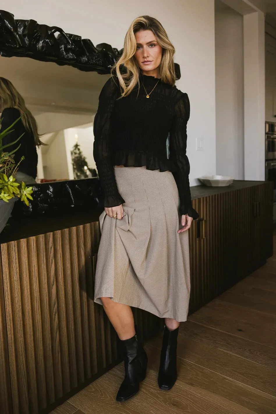 Avery Houndstooth Pleated Skirt - FINAL SALE