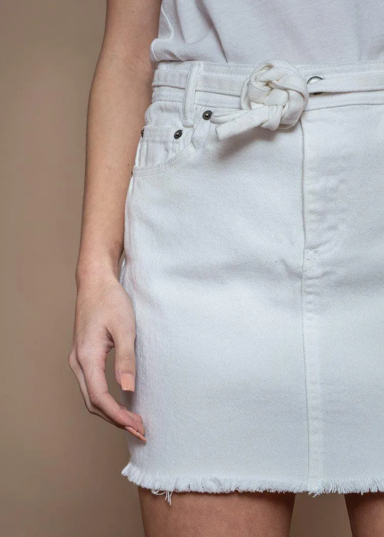 BB Dakota Optic White Tie on Life Denim Skirt-***FINAL SALE***