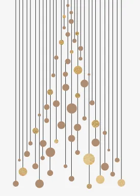 Beige and Gold Christmas Tree Wall Art Print , Contemporary and Stylish Christmas Decoration Alternative Xmas Decor