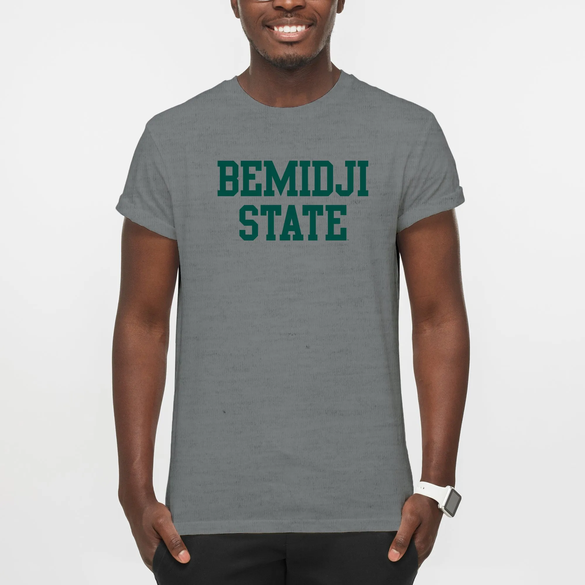 Bemidji State Beavers Basic Block T Shirt - Graphite Heather