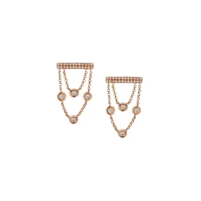 BEZEL SET DIAMOND CHAIN LINK EARRINGS