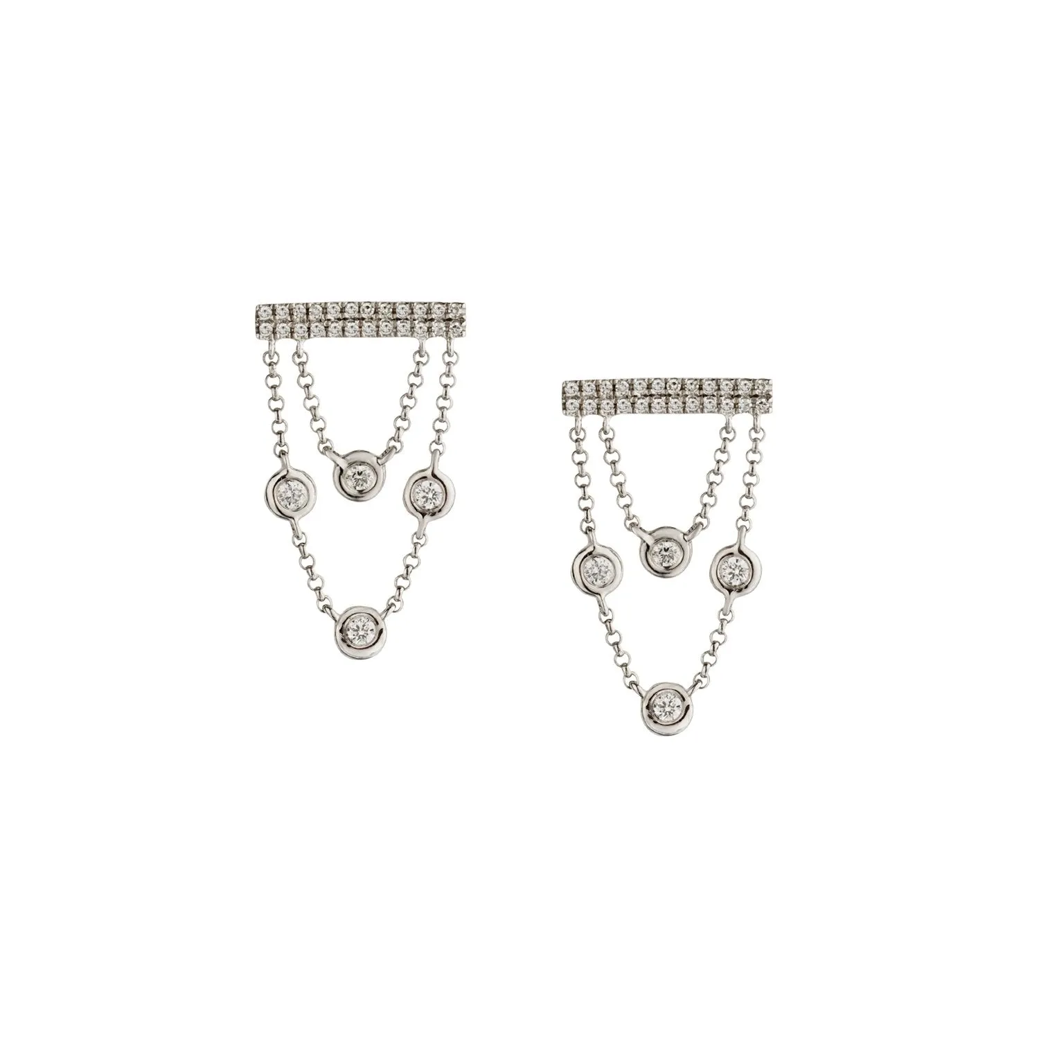 BEZEL SET DIAMOND CHAIN LINK EARRINGS