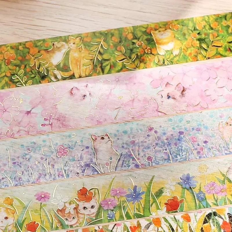 BGM Foil Stamping Masking Tape: Flowers and Cats - Afternoon Kitty