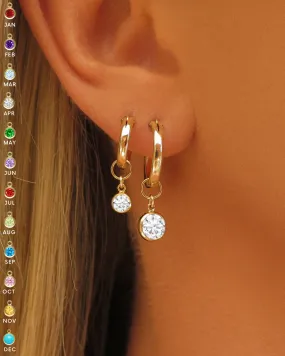 Birthstone Thick Hoop Earrings  - 14k Yellow Gold Fill