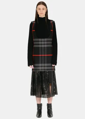 Black & Red Check Suspender Skirt