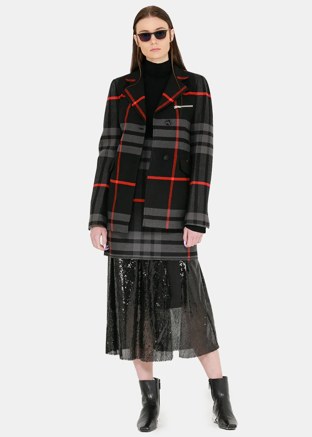 Black & Red Check Suspender Skirt