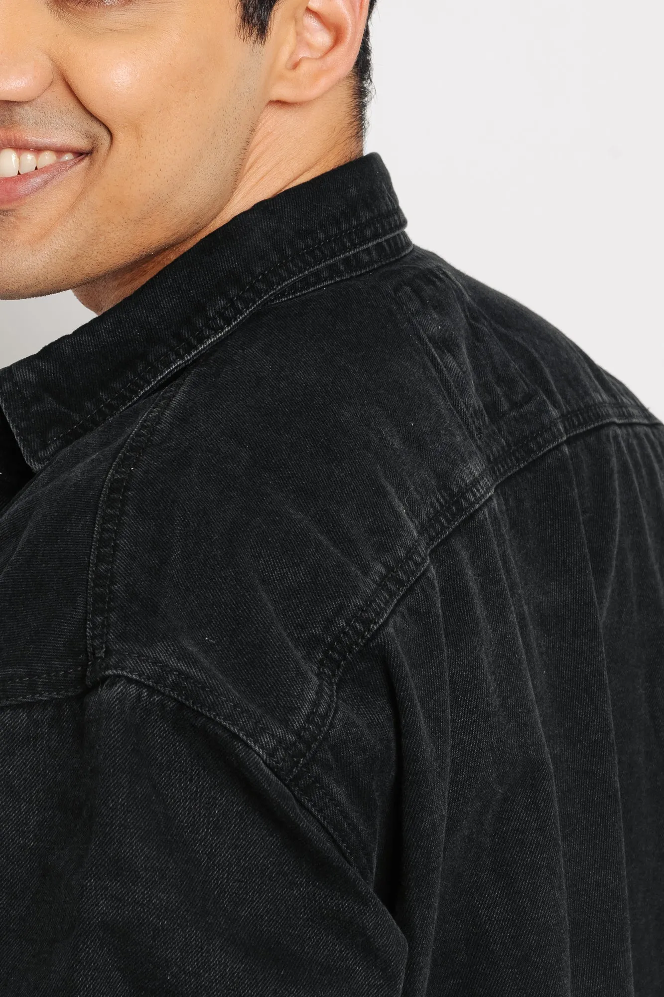 Black Mens Denim Shacket