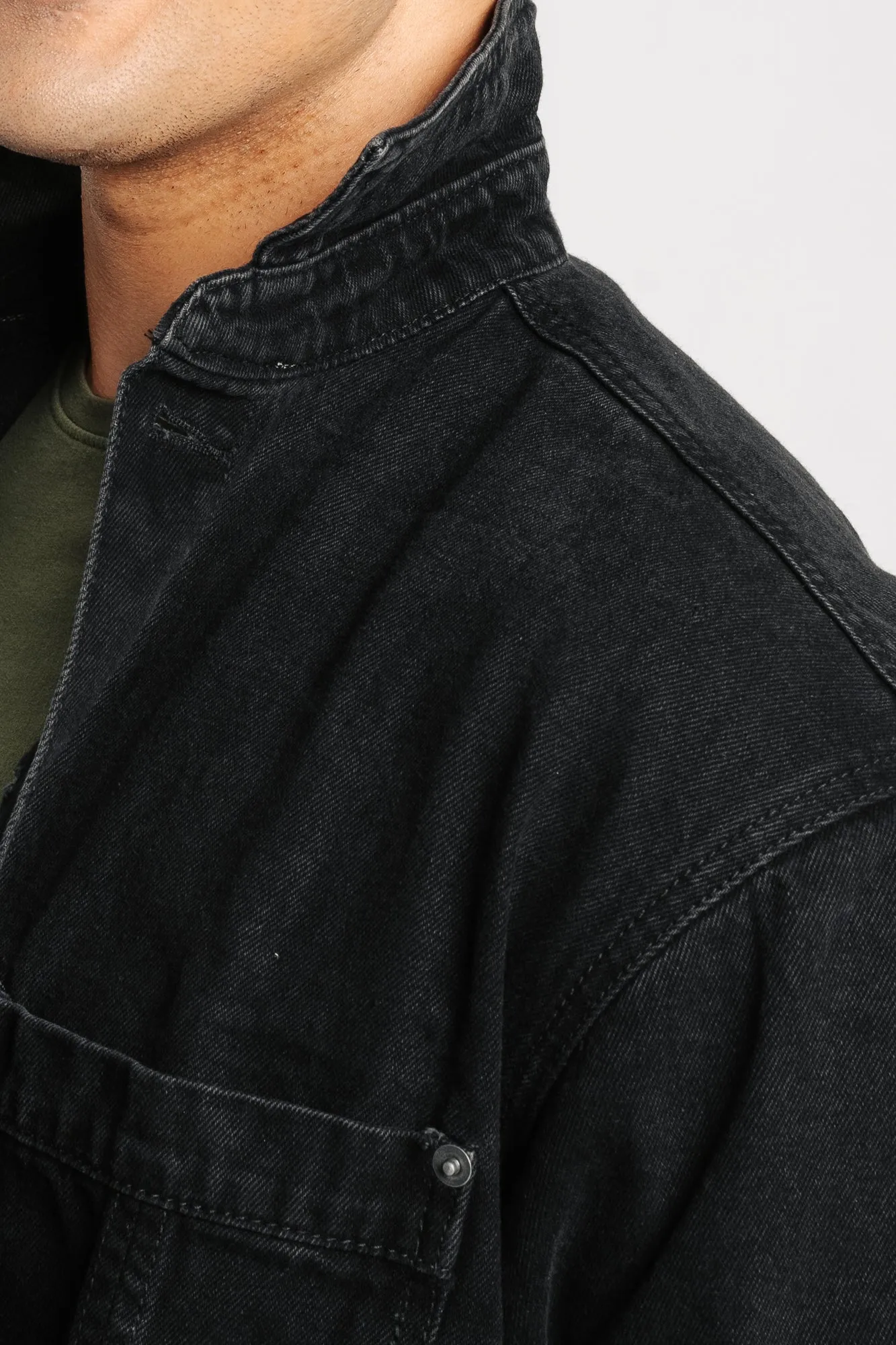 Black Mens Denim Shacket