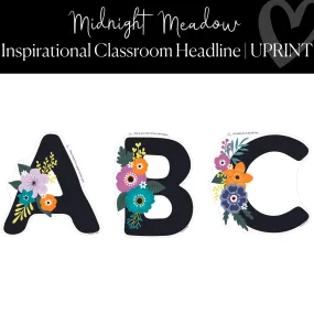 Black with Floral Swag Bulletin Board Letters | DIY Inspirational Classroom Headline | Midnight Meadow| UPRINT  | Schoolgirl Style