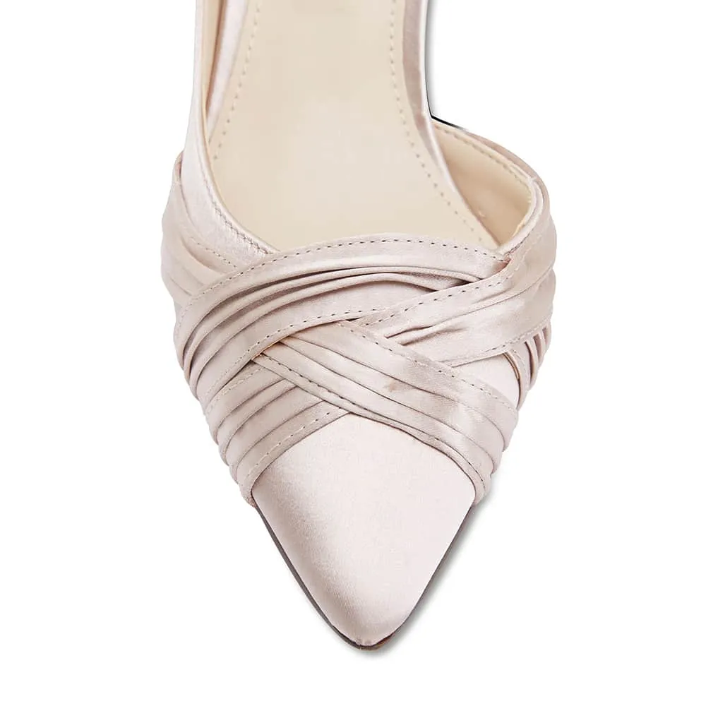 Blakely Heel in Taupe Satin