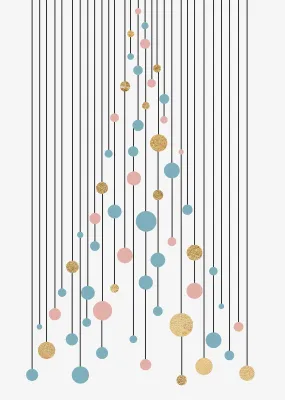 Blue And Gold Christmas Tree Wall Art Print , Contemporary and Stylish Christmas Decoration Alternative Xmas Decor