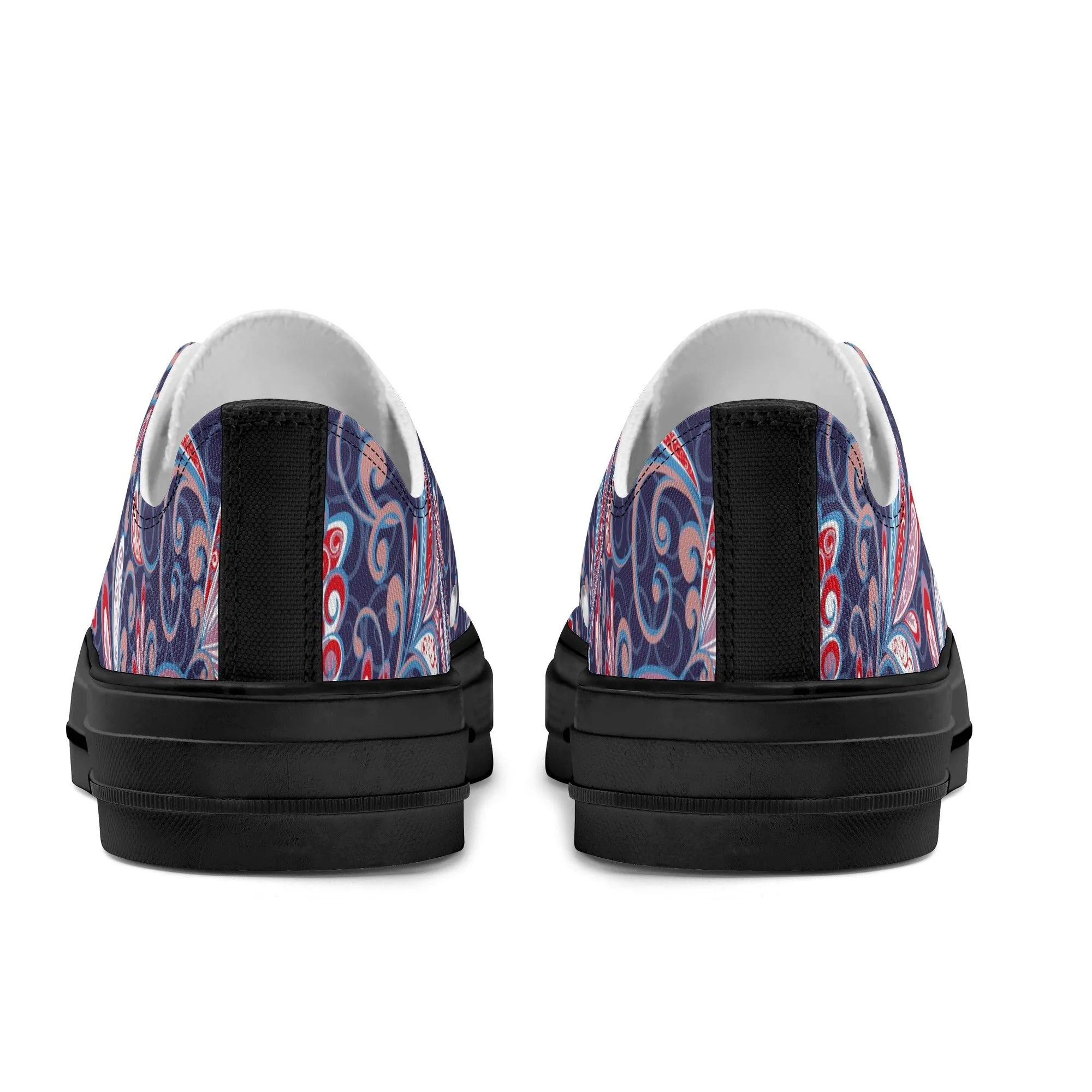 Blue and Red Paisley Pattern - Mens Classic Low Top Canvas Shoes for Footwear Lovers