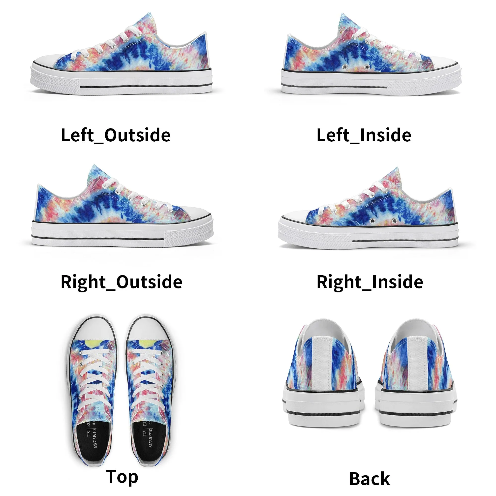 Blue and Red Tie Dye Pattern - Mens Classic Low Top Canvas Shoes for Footwear Lovers