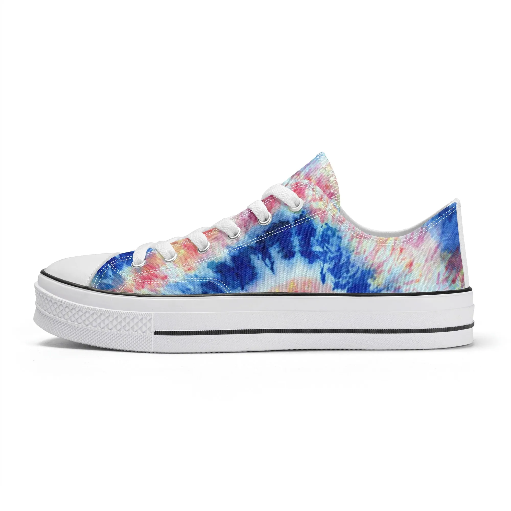 Blue and Red Tie Dye Pattern - Mens Classic Low Top Canvas Shoes for Footwear Lovers