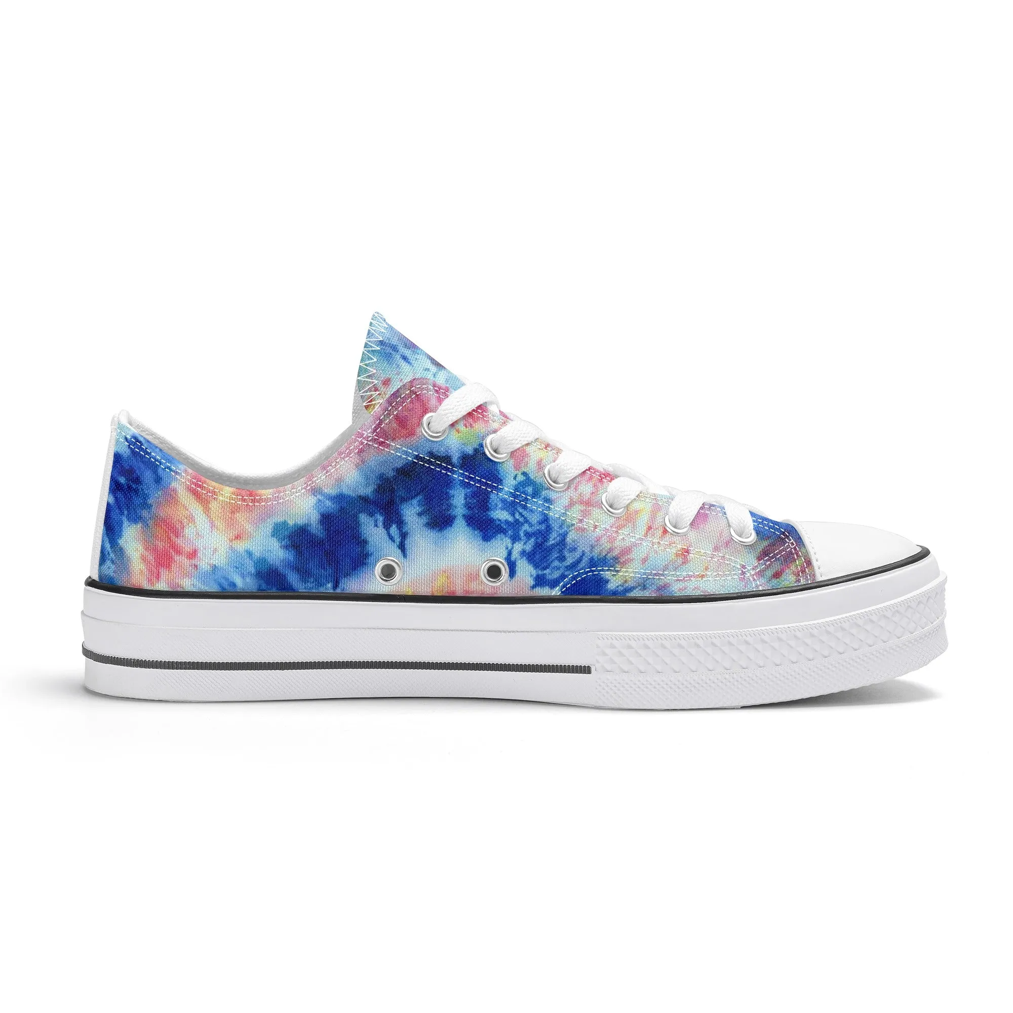 Blue and Red Tie Dye Pattern - Mens Classic Low Top Canvas Shoes for Footwear Lovers