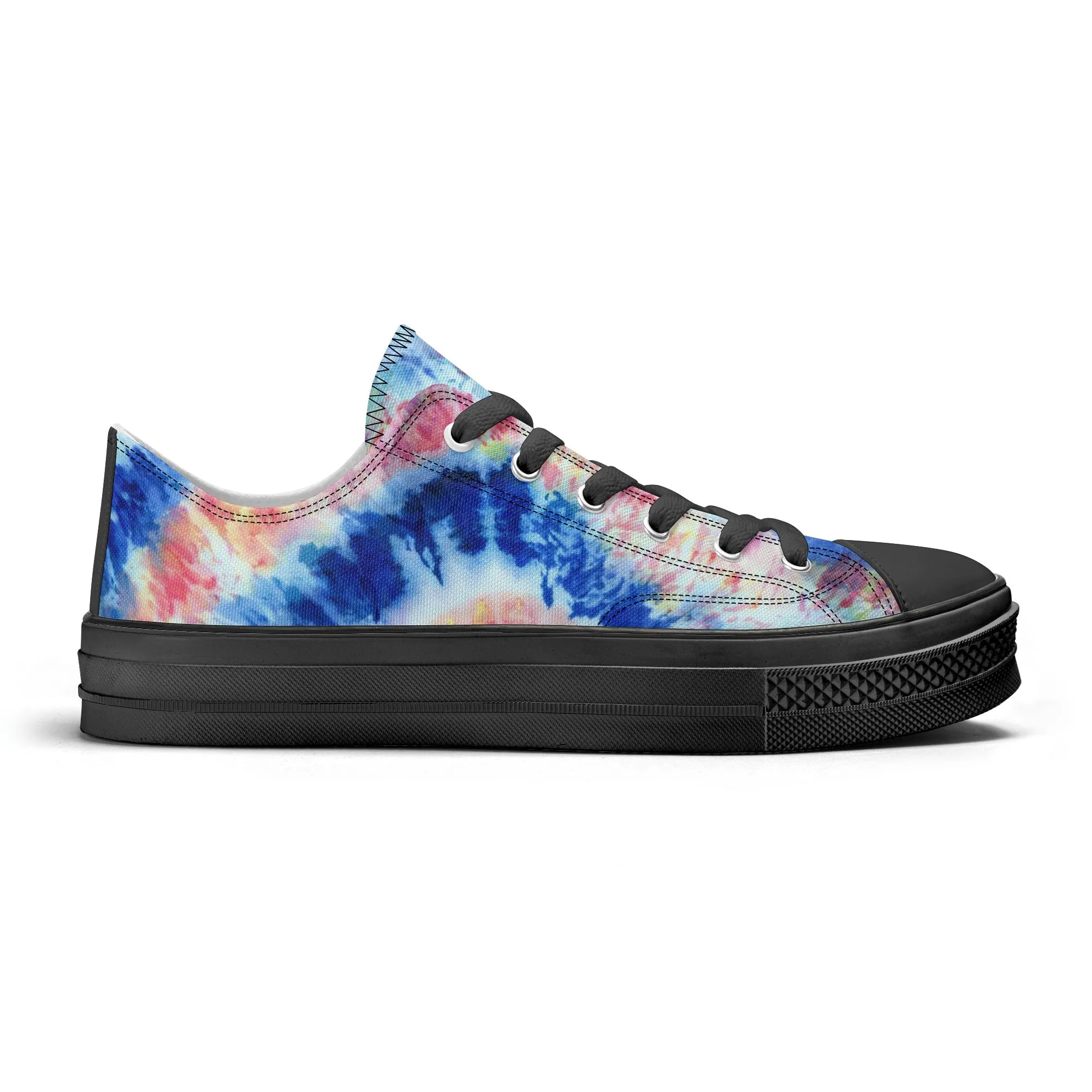 Blue and Red Tie Dye Pattern - Mens Classic Low Top Canvas Shoes for Footwear Lovers