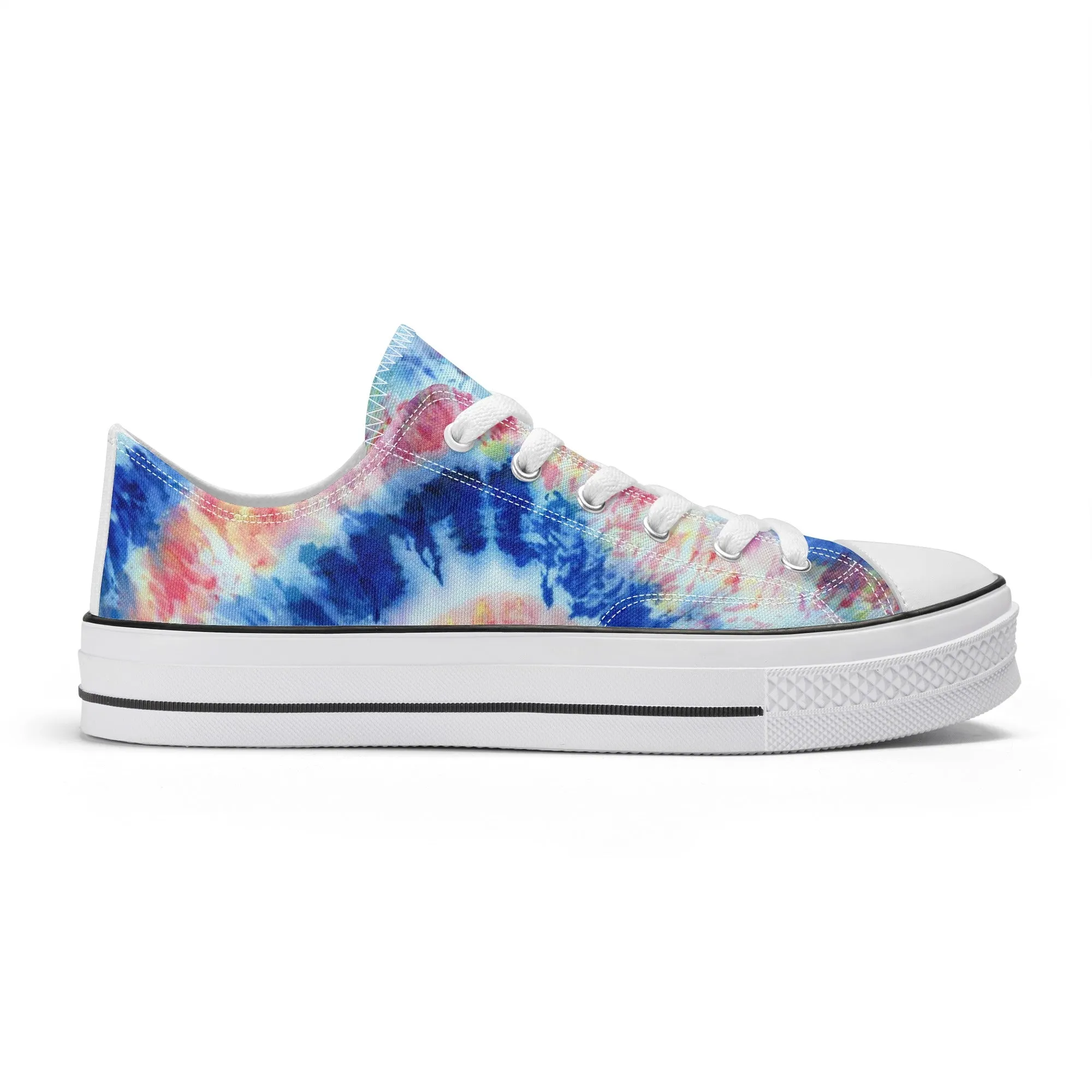 Blue and Red Tie Dye Pattern - Mens Classic Low Top Canvas Shoes for Footwear Lovers