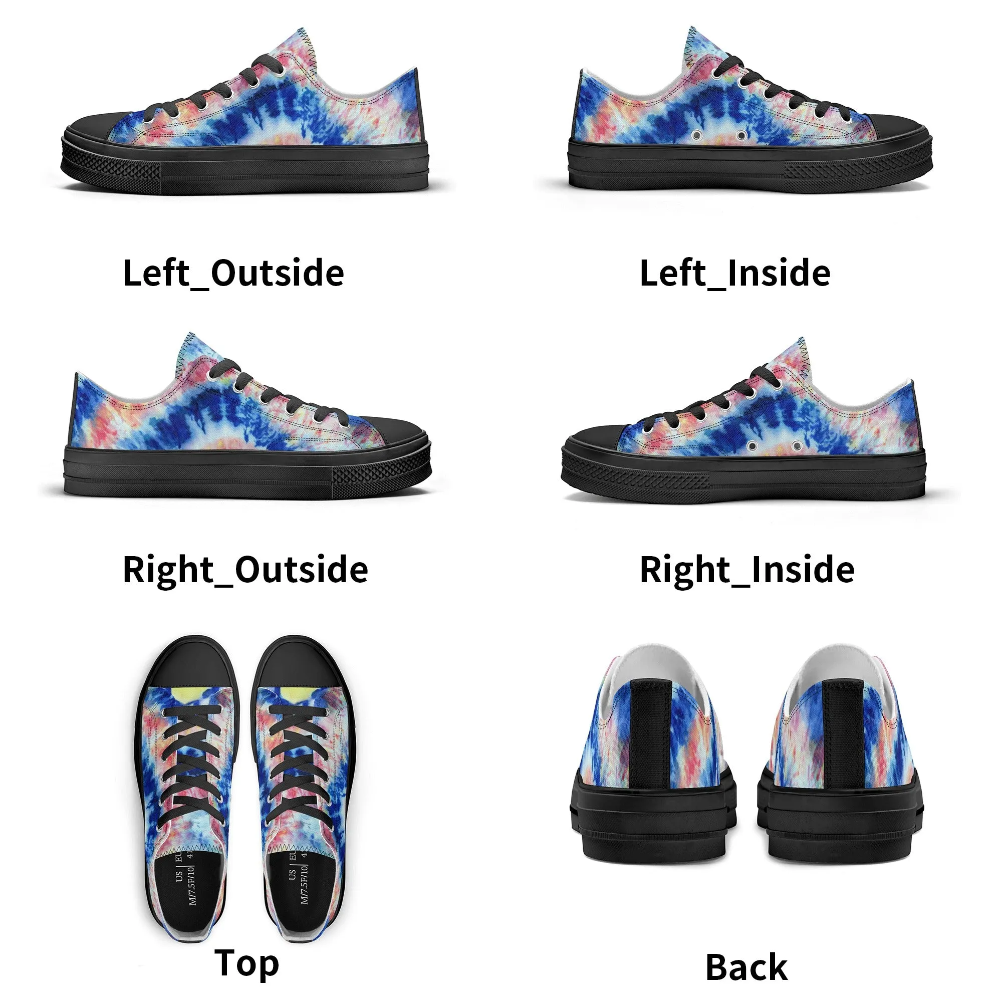 Blue and Red Tie Dye Pattern - Mens Classic Low Top Canvas Shoes for Footwear Lovers