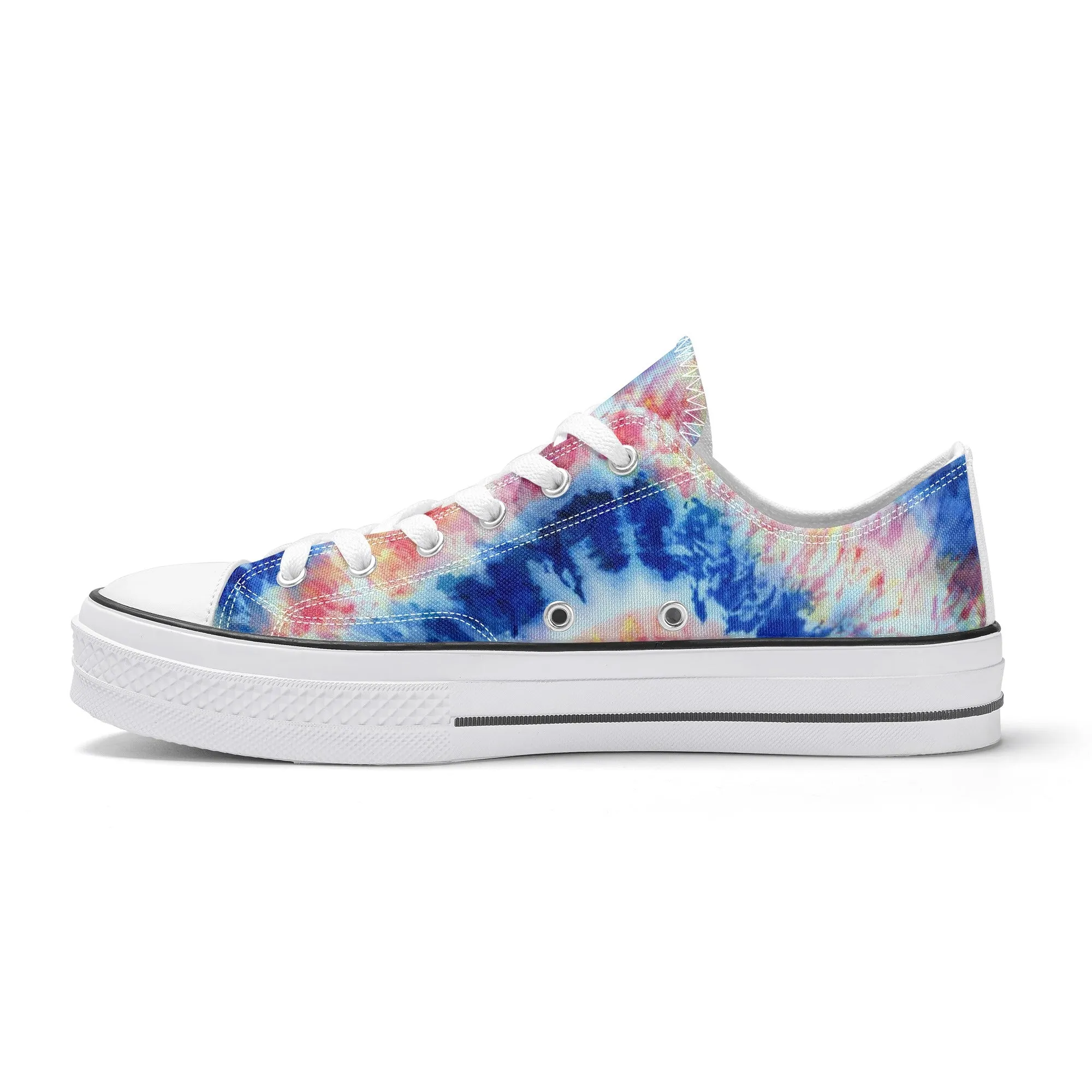 Blue and Red Tie Dye Pattern - Mens Classic Low Top Canvas Shoes for Footwear Lovers