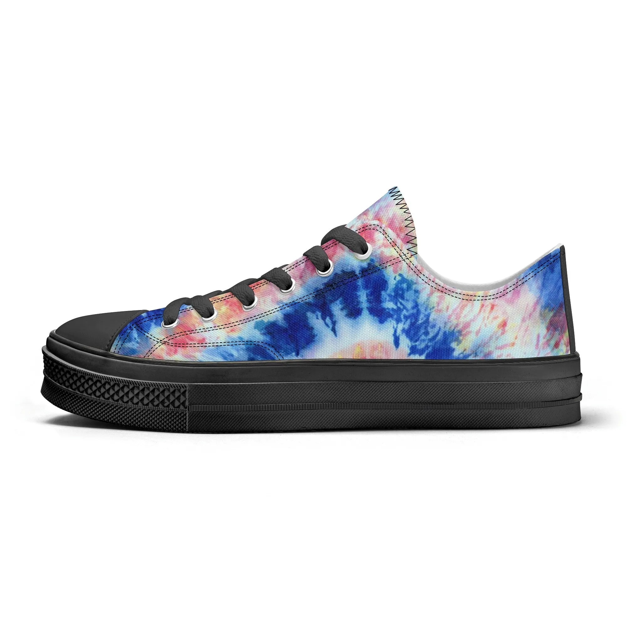 Blue and Red Tie Dye Pattern - Mens Classic Low Top Canvas Shoes for Footwear Lovers